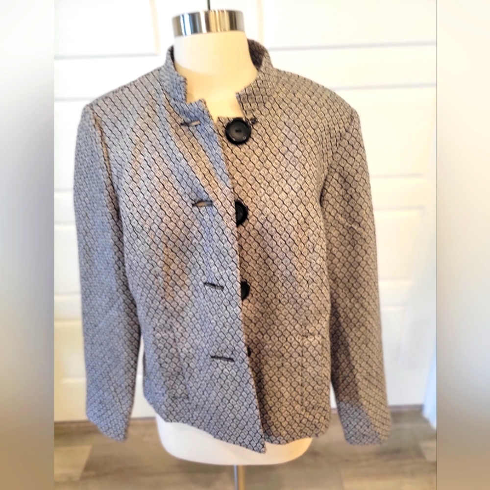 WOMEN'S GREY AND BLACK METRO STYLE SKIRT SUIT SET SIZE 12 - Picture 3 of 16